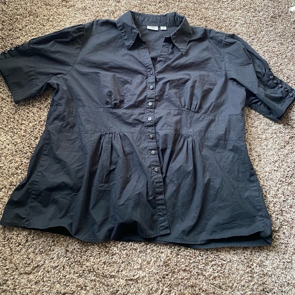 Polyester/spandex, Buttoned Up Black Blouse. 22/24 W - Picture 3 of 4